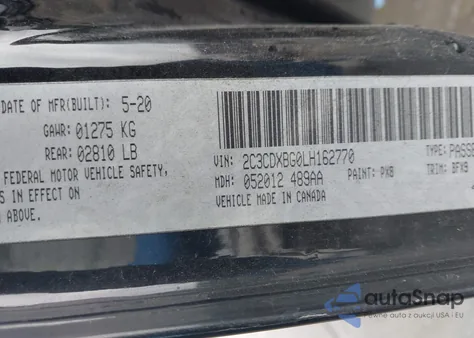 2020 Dodge Charger Sxt Rwd z USA, uszkodzony, nr VIN 2C3CDXBG0LH162770